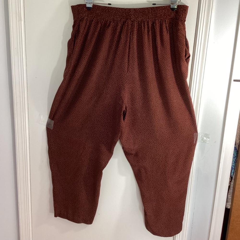 VINTAGE KENNETH MITCHELL WOMAN PLUS 24W RAYON BROWN PANTS WITH TINY POLKA DOTS - Picture 4 of 10